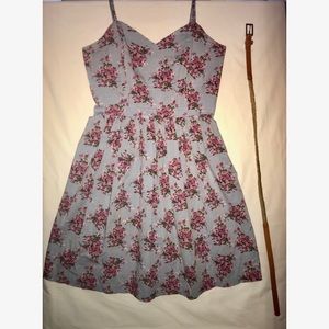 Kensie Floral Sun Dress with Belt, Size 4